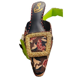 NIB Sam Edelman Brit, Mulberry Floral Silk Kitten Heel Size 6M